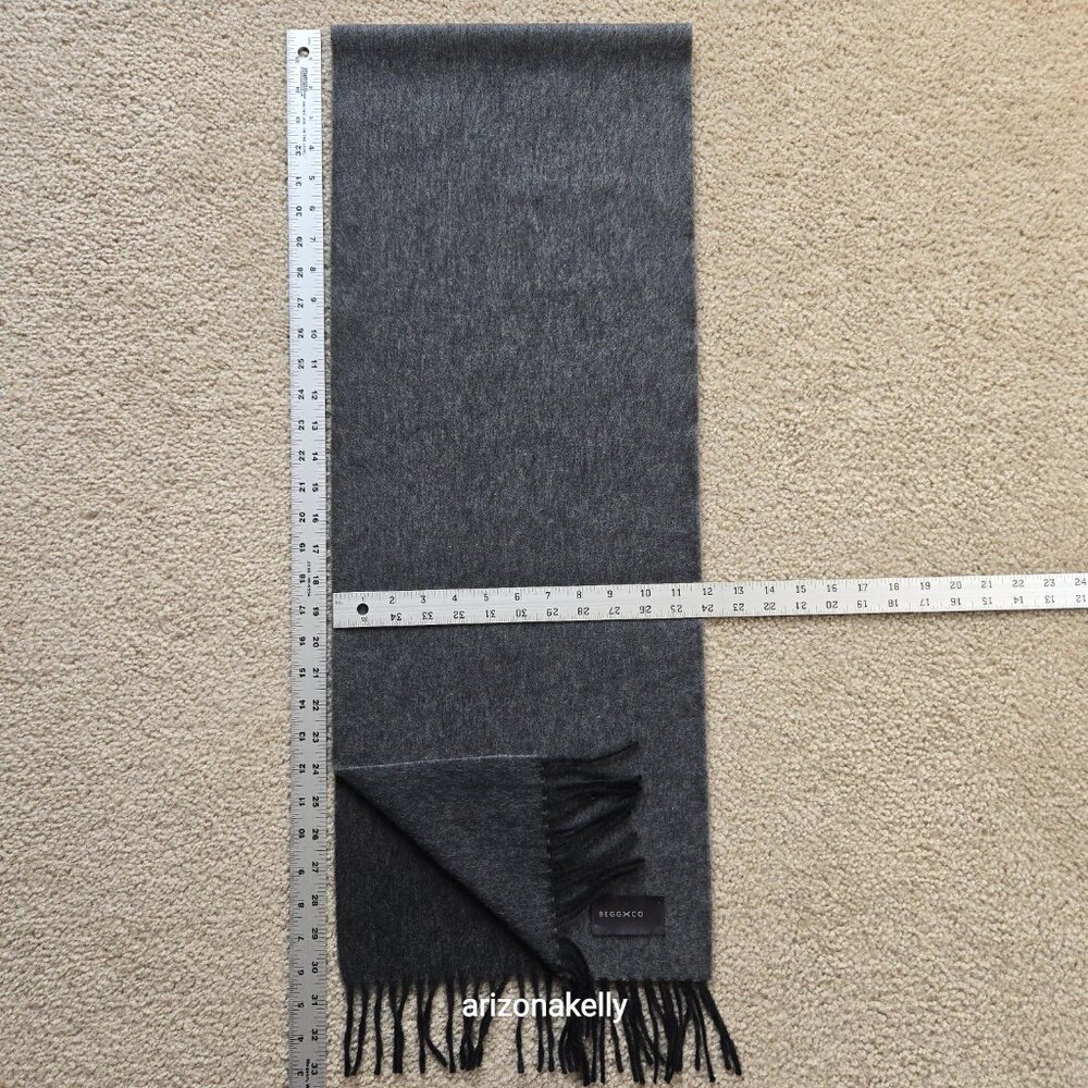 NWOT Begg x Co Cashmere Grey Fringe Scarf - Picture 4 of 12